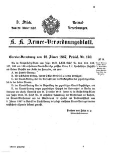 Verordnungsblatt für das Kaiserlich-Königliche Heer 18670129 Seite: 1