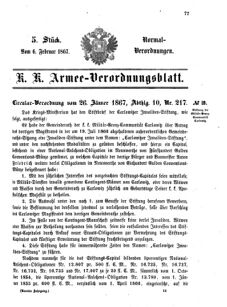 Verordnungsblatt für das Kaiserlich-Königliche Heer 18670206 Seite: 1