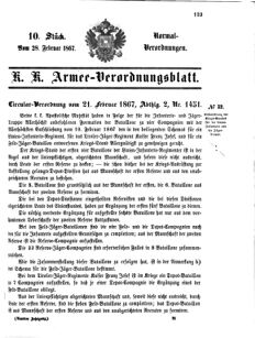 Verordnungsblatt für das Kaiserlich-Königliche Heer 18670228 Seite: 1