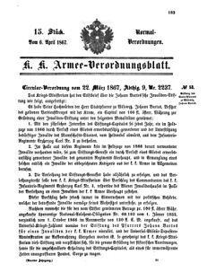 Verordnungsblatt für das Kaiserlich-Königliche Heer 18670406 Seite: 1