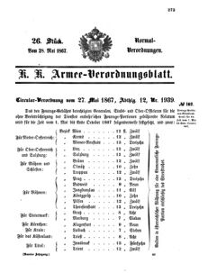 Verordnungsblatt für das Kaiserlich-Königliche Heer 18670528 Seite: 1