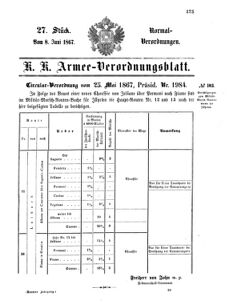 Verordnungsblatt für das Kaiserlich-Königliche Heer 18670608 Seite: 1