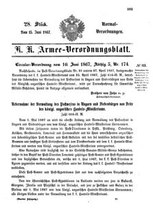 Verordnungsblatt für das Kaiserlich-Königliche Heer 18670615 Seite: 1