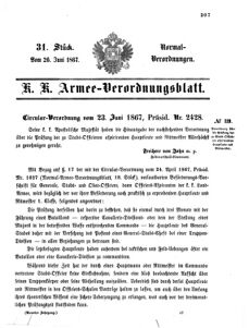 Verordnungsblatt für das Kaiserlich-Königliche Heer 18670626 Seite: 1