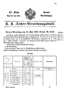 Verordnungsblatt für das Kaiserlich-Königliche Heer 18670630 Seite: 1