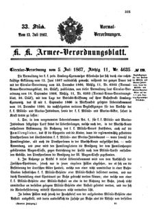 Verordnungsblatt für das Kaiserlich-Königliche Heer 18670713 Seite: 1