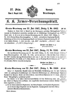 Verordnungsblatt für das Kaiserlich-Königliche Heer 18670803 Seite: 1