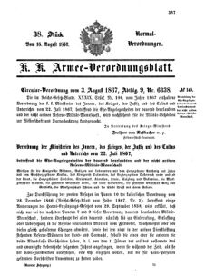 Verordnungsblatt für das Kaiserlich-Königliche Heer 18670816 Seite: 1