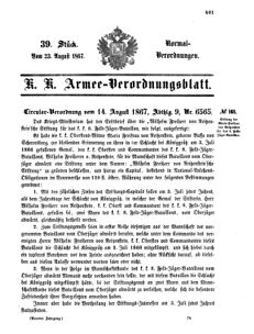 Verordnungsblatt für das Kaiserlich-Königliche Heer 18670823 Seite: 1