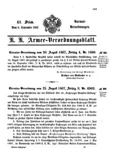 Verordnungsblatt für das Kaiserlich-Königliche Heer 18670906 Seite: 1