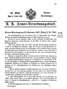 Verordnungsblatt für das Kaiserlich-Königliche Heer 18671011 Seite: 1