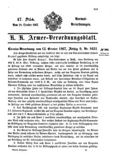 Verordnungsblatt für das Kaiserlich-Königliche Heer 18671028 Seite: 1