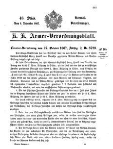 Verordnungsblatt für das Kaiserlich-Königliche Heer 18671109 Seite: 1