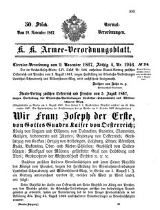 Verordnungsblatt für das Kaiserlich-Königliche Heer 18671119 Seite: 1