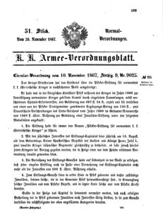 Verordnungsblatt für das Kaiserlich-Königliche Heer 18671126 Seite: 1