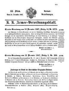 Verordnungsblatt für das Kaiserlich-Königliche Heer 18671228 Seite: 1