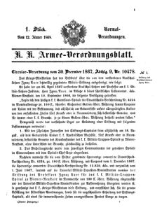 Verordnungsblatt für das Kaiserlich-Königliche Heer 18680112 Seite: 1