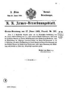 Verordnungsblatt für das Kaiserlich-Königliche Heer 18680128 Seite: 1