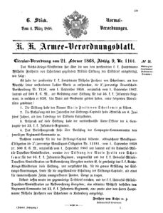 Verordnungsblatt für das Kaiserlich-Königliche Heer 18680304 Seite: 1