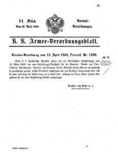 Verordnungsblatt für das Kaiserlich-Königliche Heer 18680416 Seite: 1