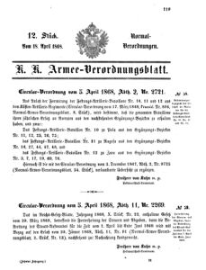 Verordnungsblatt für das Kaiserlich-Königliche Heer 18680418 Seite: 1