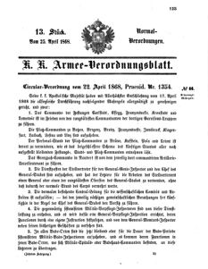 Verordnungsblatt für das Kaiserlich-Königliche Heer 18680425 Seite: 1