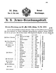 Verordnungsblatt für das Kaiserlich-Königliche Heer