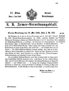 Verordnungsblatt für das Kaiserlich-Königliche Heer 18680604 Seite: 1