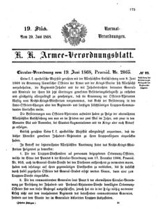 Verordnungsblatt für das Kaiserlich-Königliche Heer 18680620 Seite: 1