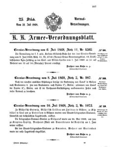 Verordnungsblatt für das Kaiserlich-Königliche Heer 18680721 Seite: 1