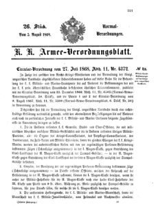 Verordnungsblatt für das Kaiserlich-Königliche Heer 18680805 Seite: 1