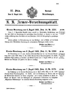 Verordnungsblatt für das Kaiserlich-Königliche Heer 18680813 Seite: 1