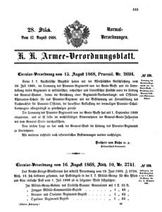 Verordnungsblatt für das Kaiserlich-Königliche Heer 18680817 Seite: 1