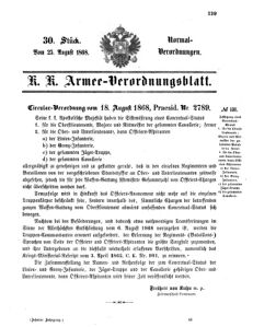 Verordnungsblatt für das Kaiserlich-Königliche Heer 18680825 Seite: 1