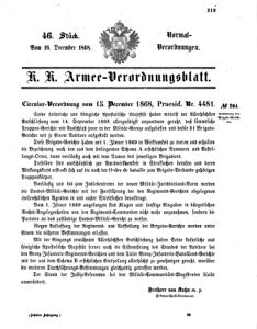 Verordnungsblatt für das Kaiserlich-Königliche Heer 18681216 Seite: 1