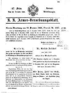 Verordnungsblatt für das Kaiserlich-Königliche Heer 18681222 Seite: 1