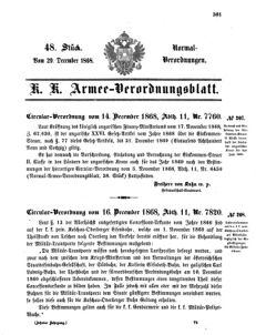 Verordnungsblatt für das Kaiserlich-Königliche Heer 18681229 Seite: 1