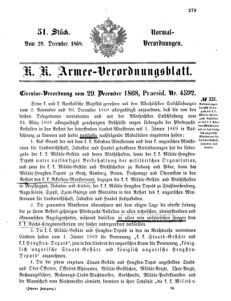 Verordnungsblatt für das Kaiserlich-Königliche Heer 18681229 Seite: 19