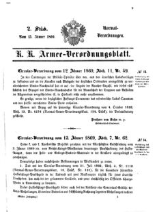 Verordnungsblatt für das Kaiserlich-Königliche Heer 18690115 Seite: 1