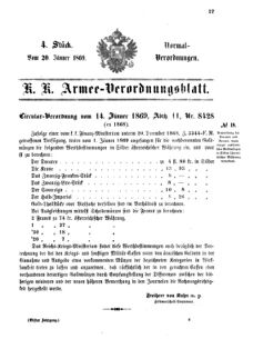 Verordnungsblatt für das Kaiserlich-Königliche Heer 18690120 Seite: 1