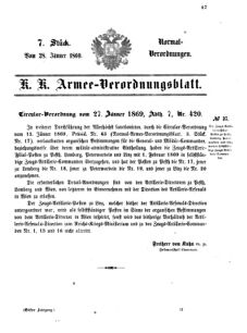 Verordnungsblatt für das Kaiserlich-Königliche Heer 18690128 Seite: 1