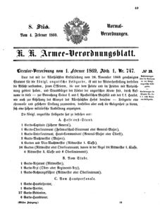 Verordnungsblatt für das Kaiserlich-Königliche Heer 18690204 Seite: 1