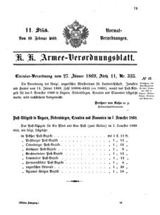 Verordnungsblatt für das Kaiserlich-Königliche Heer 18690210 Seite: 1