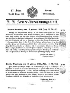 Verordnungsblatt für das Kaiserlich-Königliche Heer 18690225 Seite: 1