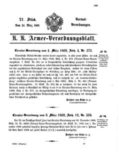 Verordnungsblatt für das Kaiserlich-Königliche Heer 18690324 Seite: 1