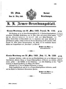 Verordnungsblatt für das Kaiserlich-Königliche Heer 18690328 Seite: 1