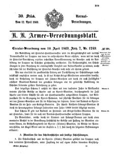 Verordnungsblatt für das Kaiserlich-Königliche Heer 18690412 Seite: 1