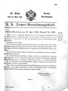 Verordnungsblatt für das Kaiserlich-Königliche Heer 18690422 Seite: 1