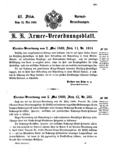 Verordnungsblatt für das Kaiserlich-Königliche Heer 18690512 Seite: 1