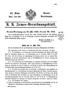 Verordnungsblatt für das Kaiserlich-Königliche Heer 18690601 Seite: 1